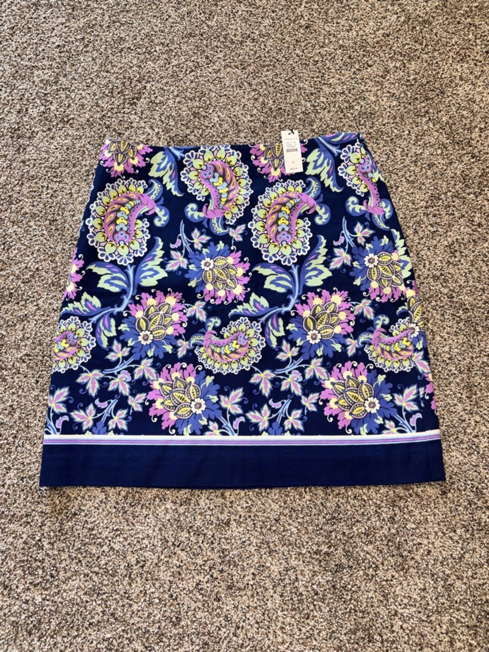 Talbots NWT Women's 6 Paisley Floral Navy A-Line Skirt